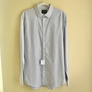 Nordstrom Men's Shop Shirt Men's 16 1/2 New NWT Cotton Classic Office Plaid Top